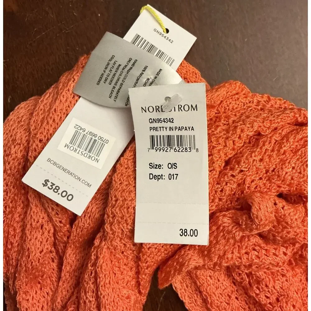 BCBGeneration Infinity Scarf Pretty In Papaya Orange Knit Loop NWT Nordstrom